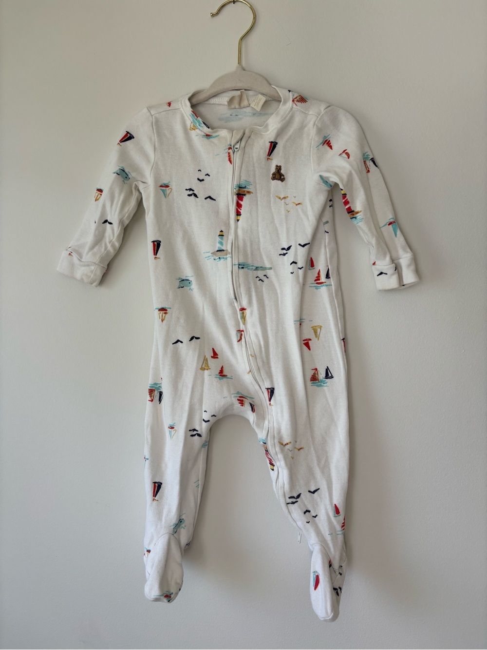 🪴 2/20 GAP White Footed One-Piece with Sailboat Print